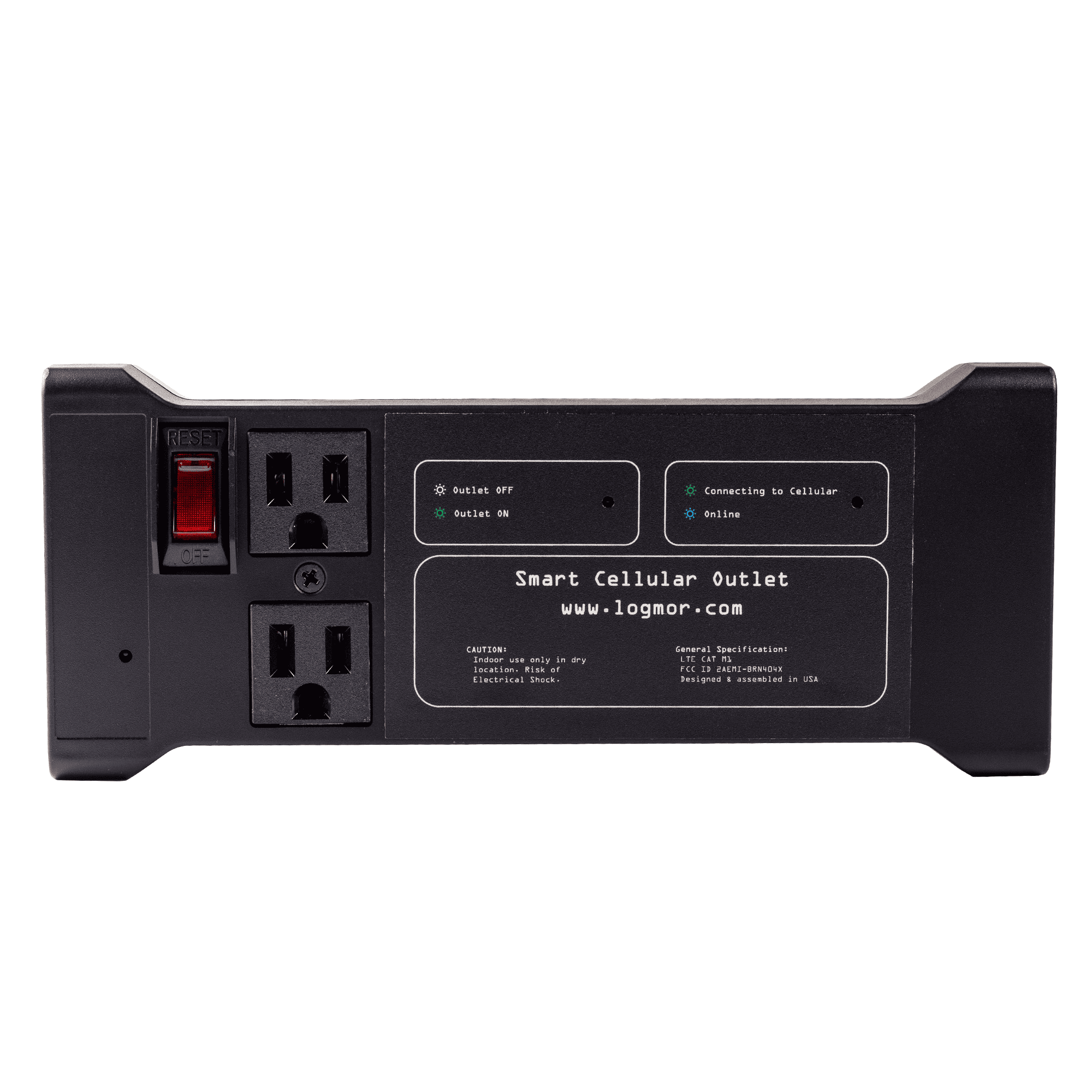 Logmor Cellular Smart Outlet front view with power button