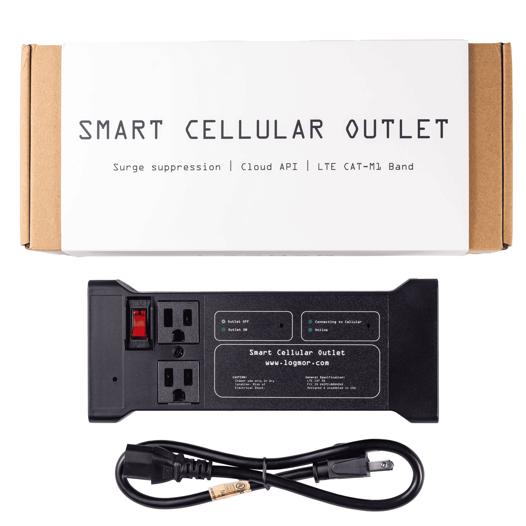 Unboxing Logmor Cellular Smart Outlet showing contents